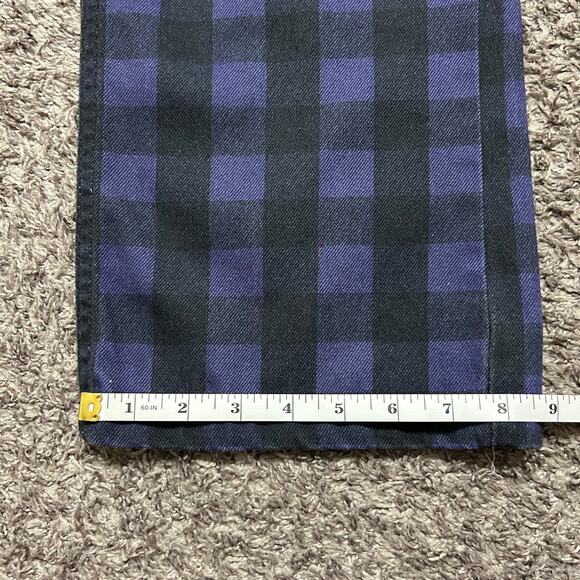 Ragged Jeans Plaid Pants Two Tone Punk Rock Emo 90s y2k 26x30 Green Purple - Picture 7 of 11